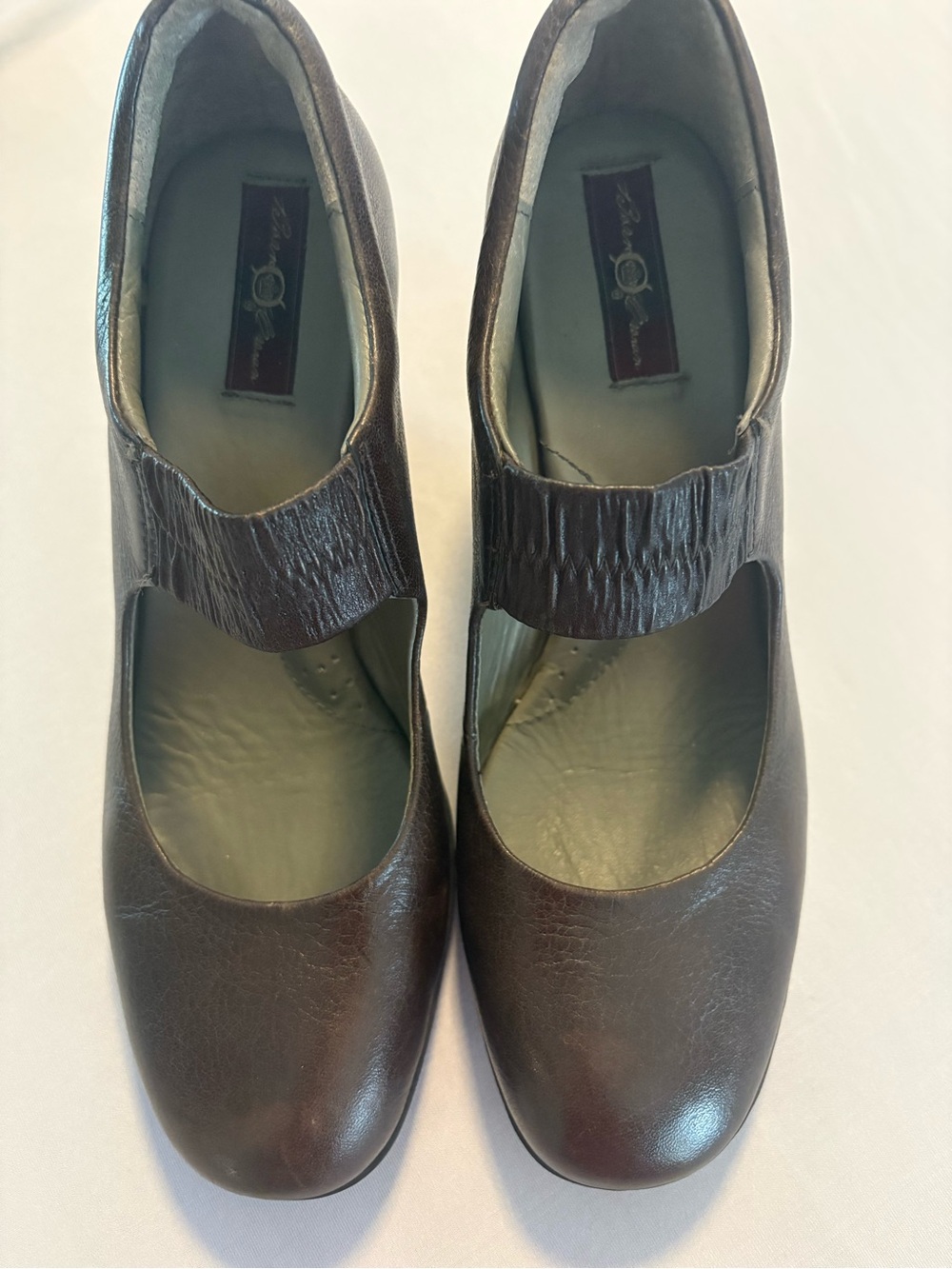Born Brown Mary Jane Heels with Textured Strap